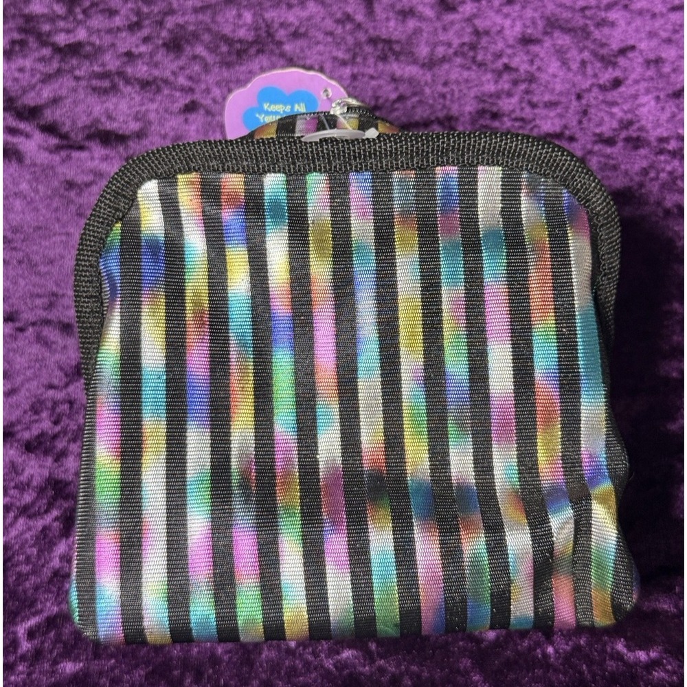 90s Y2K Vtg Lisa Frank Cosmetic Bag Lot Metallic Rainbow Striped Travel‎ Wallet - Picture 2 of 14
